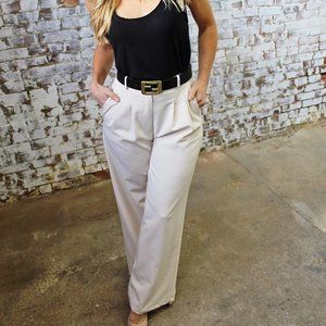 LAST PAIR Doing The Most High Waisted Twill Trousers-Crm